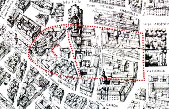 Mappa del Teatro di Pompeo